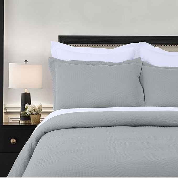 Threadmill Luxury Cotton Blankets for King Size Bed | All-Season Cozy 100% Cotton Blanket | Aster Jacquard Soft & Lightweight Coverlet fits California King Size Bed, 104x92 | Scottish Grey