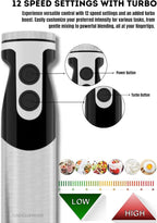 Megawise High-Power Hand Blender – 400W Max Power with Versatile 3-in-1 Attachments (Blending Shaft, Whisk, Chopper); Ergonomic Design with Adjustable Speed Control; Easy to Clean and Maintain (Black)