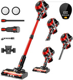 Cordless Vacuum Cleaner - Lightweight, 35Kpa Home Stick Vacuum, Smart Display & Removable Battery, Up to 45 Mins, 8 in 1 Portable Handhled Vacuum, Wall Mount Charging for Hardfloor, Carpet Red