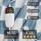 Heated Electric Blanketc Throw, 50X60 Heating Blanket with 10 Heat Levels & 8 Hours Auto Off for Lap, Misty Blue Checkered Plaid Soft Sherpa Blankets Warmer Gifts for Couch Grandma Women Adults, ETL