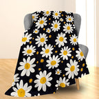 White Daisy Flowers Blanket - Soft Lightweight Cozy Floral Flannel Throw Blanket for Adults Kids Women Girls, Warm Fuzzy Blankets for Couch, Bed, Travel, Outdoor Use, Home Decor 60×50 in