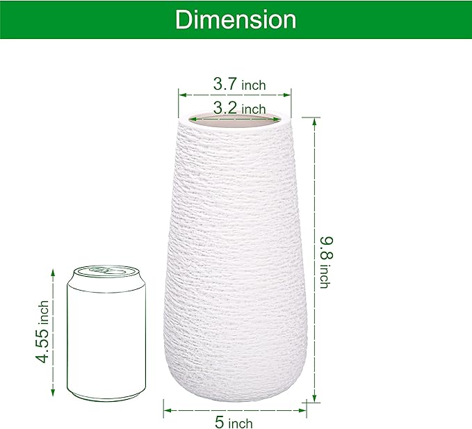 D'vine Dev 10 Inch Textured White Elegant Oval Ceramic Vase for Flowers, Home Décor Vase with Design Box, VS-LD-B-1
