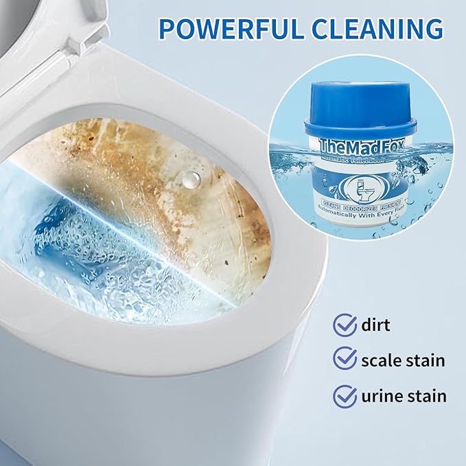 Toilet Bowl Cleaner 6 Bottles,Long-Lasting Toilet Tank Cleaner,Automatic Toilet Bowl Cleaner Tablets in Bottles for Tank Bathroom Powerful Cleaning Easy to Use,Up to 12 Months Total