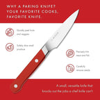 Misen 3.5" Paring Knife – Precision Kitchen Knife - High-Carbon Stainless Steel Blade – Ergonomic Handle for Peeling, Trimming, and Slicing – Lightweight, Versatile Tool for All Culinary Tasks - Red