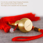 Feng Shui Hanging Ornaments Decor,Wu Lou Golden Gourd,with Red Luck Strip Tassel Treasure for Ideal Car Pendant,Bedroom,Door,Desk lamp,Bring Good Luck,Safty,Healthy,2.16inch Tall,Full Brass