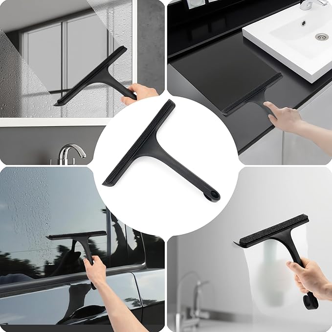 10.7“ Wide All-Purpose Shower Squeegee for Glass Doors, Squeegee for Shower Glass with Hook, Window Squeegee for Home, Small Squeegee for Shower, Bathroom, Car Glass, Mirror