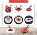 6-Pack Spin Mop Head Refills for Ocedar Easywring with 1 Base Head and 1 Mop Scrub Brush Head, Replacement Reusable Microfiber Mop Heads for O Cedar