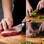 OAKSWARE Chef Knife, 8" Kitchen Knife for Cutting & Cooking, High Carbon German Steel Razor Sharp Knives, Professional Meat Knife with Full-Tang Handle