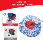 Small Spin Mop Replace Head Compatible with O-Cedar RinseClean 2 Tank, Mop Replacement Head Handle Base, 2 Microfiber Head Refills+1 Stick(30-58") +1 Base Combo Set (Blue)