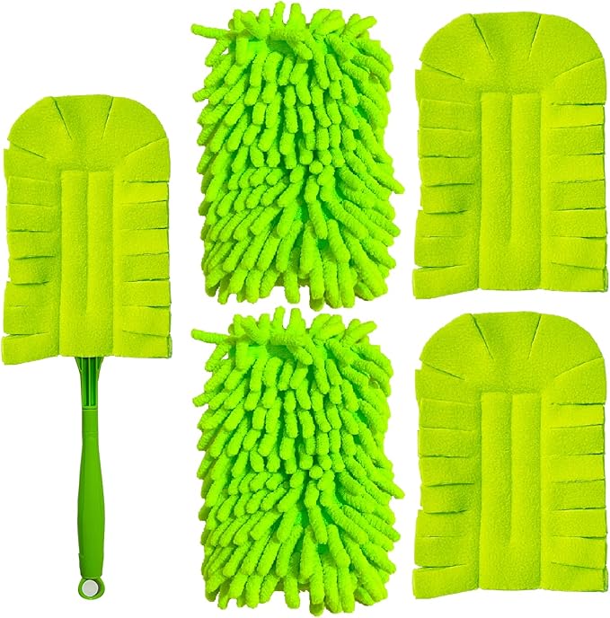 4Pack Reusable Duster Compatible with Swiffer (Handle is Not Included) Microfiber 360 Heavy Duty Dusters Refills Washable Duster Pads for Cleaning Ceiling Fan Window