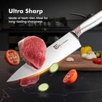 Japanese Knives Set for Kitchen, Magnetic Knife Set with Block and Sharpener, Stainless Steel Knife Set as Gift for Couple, Wedding, Women or Mom with Gift Box, 14 PCS Redd Dot