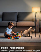 Lightdot Black Tripod Floor Lamp, Modern Floor Lamps for Living Room, Standing Lamp with Linen Shade, E26 Bulb Included, 66" Tall Floor Lamp for Bedroom, Home Office