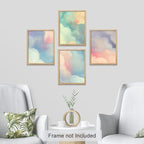 SIGNWIN Poster Bathroom Decor, Wall Art Room Decor Multicolor for Living Room, Bedroom, Office White Pastel Watercolor Rainbow Sky Clouds Abstract Geometric Illustrations Colorful - 12"x16"x4