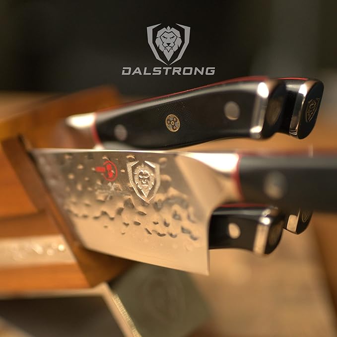 Dalstrong Knife Block Set-5pc-Shogun Series ELITE-High-Carbon Japanese Steel-Black G10 Handles-Acacia Wood- Damascus-Kitchen Knife Set with Block-Professional Cutlery Set-Men's Valentines Gift