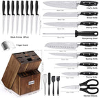 Knife set, 23 Pcs Kitchen Knife Set with Block and Sharpener Rod, High Carbon Stainless Steel Chef knife set for kitchen, Ultra Sharp, Full-Tang Design
