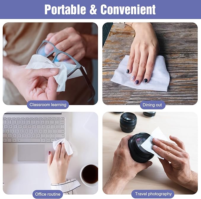 [200 Pack] Large Glasses Cleaner, Lens Wipes for Eyeglasses, Pre-Moistened Individually Wrapped Cleaning Wipes, Eye Glasses Cleaner Wipes for Camera, Phone, Computer, Laptop Screen (4.72 * 5.91 inch)