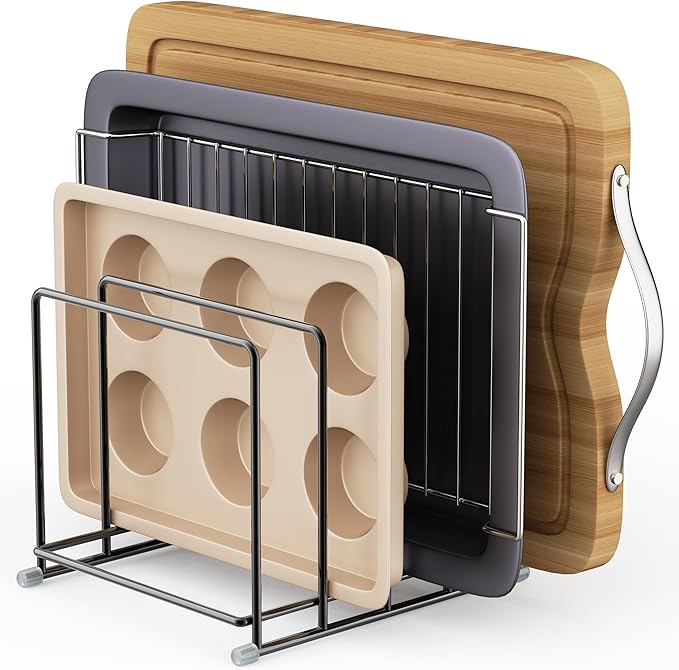 Cutting Board Organizer-1.6in Wide Kitchen Cutting Board Holder Stand for Pan,Baking Sheets,Cookie Sheets with 4 Slots,Baking Sheet Oragnizer(1PC-Large)