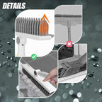 Floor Scrubbing Brush with 57" Adjustable Long Handle,3 in 1 Living Grout Brush with Squeegee,V-Shape Stiff Brush Bristle,Heavy Duty Bathroom Cleaning Brush for Tile,Deck,Patio,Wall,Garage,Kitchen