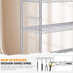 YNN Storage Shelves,6000Lbs 6 Tier Heavy Duty Metal Rolling Shelving Unit with Wheels & 8 Hooks, Adjustable Garage Wire Rack for Kitchen, Bathroom,Industrial,Pantry(36" W x 14" D x 72" H, Chrome)
