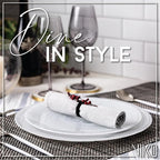 Vikko Charger Plates, Set of 4 White Alabaster Dinner Plates, 13" Plate with Marbelized, Swirl Design, Elegant Glass Charger, Dishwasher Safe