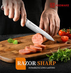 KEEMAKE Kitchen Utility Knife, 5 Inch Paring Knife, Ultra Sharp High Carbon Stainless Steel, Tomato Knife for Fruit and Vegetable Cutting with Ergonomic Handle, Chef Knife for Kitchen