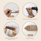 imarku Magnetic Knife Holder for Wall - 16 Inch Acacia Wood Magnetic Knife Strip with Powerful Magnet, Knife Magnetic Strip for Kitchen Utensil Organizer with 4 Hooks, Natural Acacia