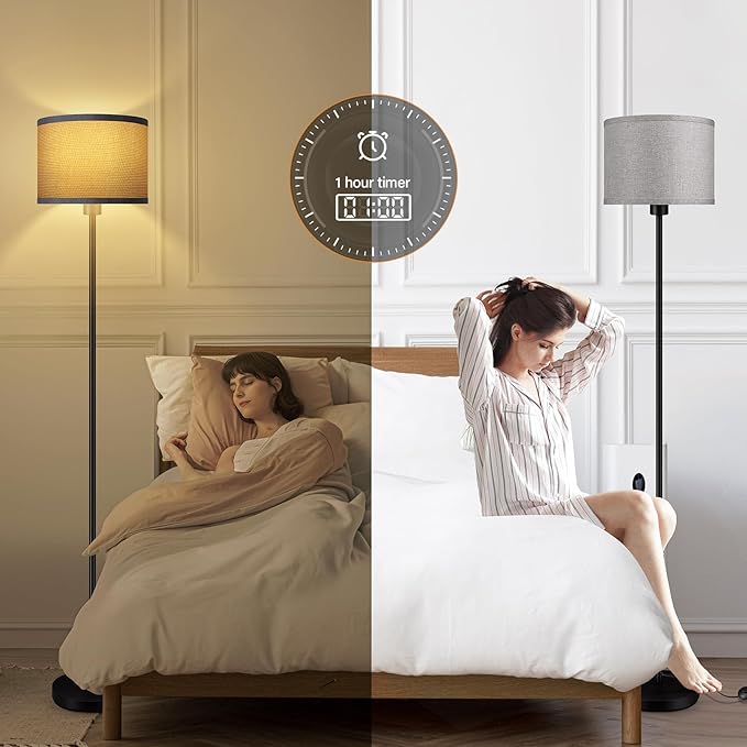 Floor Lamps for Living Room, Stepless Dimmable Floor Lamp with Remote, 2700K-6500K Colors Temperature & Brightness Adjustable,10W/1200LM Gray LED Floor Lamp, Modern Standing Lamp for Bedroom/Office