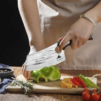 Nakiri Knife, 5.5" - High Carbon Stainless Steel Blade Usuba-Knive, for Cooking, Chopping, Full Tang, Ergonomic Ash Wood Handles, with Leather Sheath