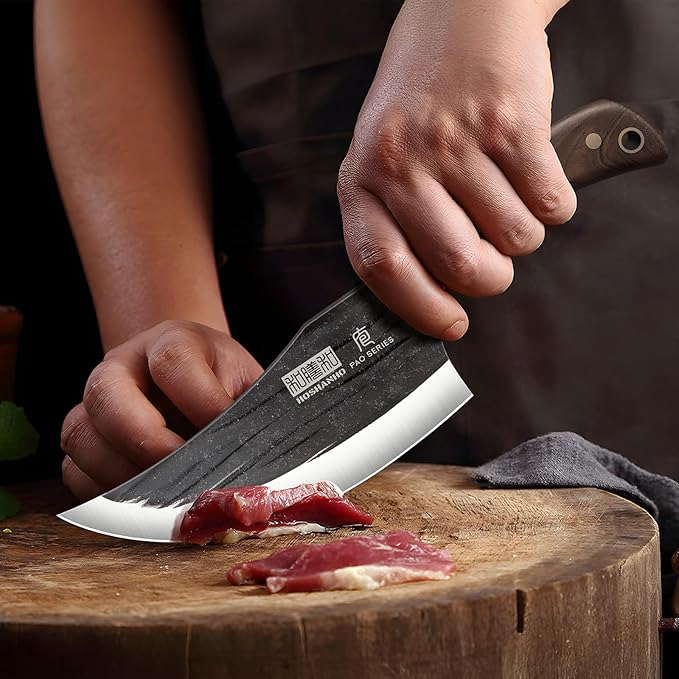 HOSHANHO 6 Inch Viking Knife, High Carbon Steel Japanese Kitchen Chef Knife, Hand Forged Butcher Knife for Meat Cutting, Multipurpose Cooking Knives for Home & Camping & BBQ
