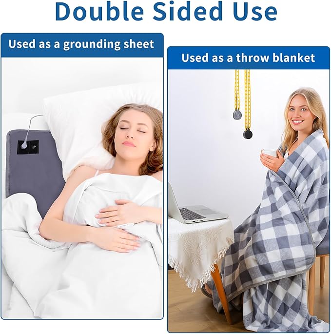 Grounding Blanket, Grounding Throw Blanket for Improved Sleep, Pain Relief, Energy, Inflammation, Earth Connected Blanket, Super Cozy Milk Fleece Fabric, 50x60 Inch