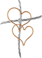 Wall Cross - Heart Metal Crosses Religious Wall Art for Wall - Wall Hanging Cross Wall Decor for Living Room Bedroom Wedding Decor(Entwined Hearts)