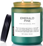 M&SENSE Pine Scented Candles Natural Soy Wax Clean Non Toxic 19.4oz 110 Hours Large Long Lasting Christmas Winter Scented 2 Wicks Candle Gift for Holiday & Family Friends Teachers