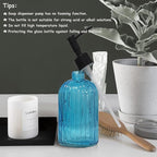 Blue Glass Soap Dispenser Set with Black Pump, 13.5oz Refillable Liquid Hand Soap Dispenser, Lotion Dish Soap Dispenser for Modern Home Decor, Kitchen Countertop, Bathroom, Hotel(2 Pack)