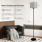 Floor Lamps for Living Room, Stepless Dimmable Floor Lamp with Remote, 2700K-6500K Colors Temperature & Brightness Adjustable,10W/1200LM Gray LED Floor Lamp, Modern Standing Lamp for Bedroom/Office
