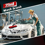 2In1|2MOPS(Car Wash Brush Mop*1 & Car Duster Mop*1) with 1 Long Handle|Microfiber Car Brushes for Washing Exterior,Car Wash Accessories Scratch Free,Car Wash Mop for Rv Truck Boat