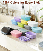 Quatish Leakproof Soap Dish with Lid & Draining Layer, Shatterproof Travel Bar Soap Holder Case Container, Portable Travel Size Toiletries Essentials for Camping, Gym, Bathroom, Pink