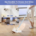 Steam Cleaner, 6 in1 Rotated Steam Mop Cleaner with 2 Modes, 2 Microfiber Pads, 400ML Removable Tank, 23FT Power Cable, Detachable Steam Mops for Floor, Laminate Floor, Tiles Cleaning (Light Blue)