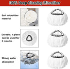 6 Pack White Spin Mop Replacement Heads, Mop Head Replacement 100% Microfiber, Deep Cleaning, Spin Mop Refill Replacement Head Compatible with 1-Tank System