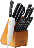 PAUDIN Knife Block Set, 15-Piece Knife Set with Block, High Carbon German Steel Kitchen Knife Set with Block and Sharpener, Sharp Knives Set for Kitchen, Precision Cutting with Ergonomic Handle