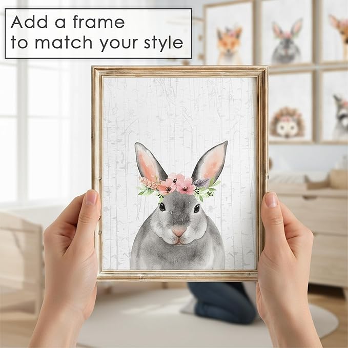 DREAM BIG PRINTABLES Woodland Animals Nursery Wall Art Prints (Set of 6) - Unframed - 8x10s | Farmhouse Boho Art - Great Baby Shower Gift - Unisex for Boys and Girls - Kids Bedroom Decor