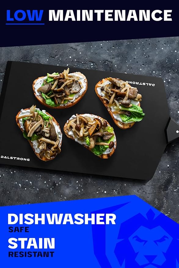 Dalstrong Cutting & Serving Board-Giftable Black Wood-Fibre Cutting Board-Non-Slip-The Infinity Series-G10 Handle-Obsidian Black-Large Size (10" x 16")