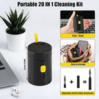 walrfid Laptop Phone Screen Cleaner Kit, Computer Keyboard Brush Cleaning Spray for iPhone AirPods MacBook iPad, 20-in-1 Electronic Device Clean Tool for Camera Earbud Car Screens (Black)