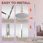 LED Corner Floor Lamp for Living Room, Minimalist Light with Remote Control, Stepless Adjustable 2700k-6500k Colors & Brightness, Modern Reading Bright Light, 58" Standing Lamp for Bedroom Home Office