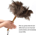 Ostrich Feather Duster 16 Inch, Feather Duster for Cleaning Ceilings Furniture Fans with Wooden Handle for Home, Car, and Office Cleaning (16in)