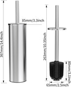 Toilet Brush and Holder Set, Stainless Steel Toilet Bowl Brush with Lid, Rust Proof Toilet Cleaner Brush with Caddy, Durable Bristles, Splash Proof, Ideal for Bathroom (1 Pack, Brushed Nickel)