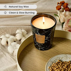 M&SENSE LeatherNight Scented Candles for Home, Lead-Free Wick Highly Scented Jar Candles, 14.1 Oz 80 Hours Lasting Burning Candles Gifts for Women, Relaxing Aromatherapy Candle for Stress Relief