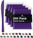 Party Solids Purple Plastic Knives 200 Pcs Purple Knives Disposable Utensils Heavy Duty Plastic Cutlery Set Disposable Cutlery Sets Flatware Sets Silverware Set Party Supplies & Party Tableware