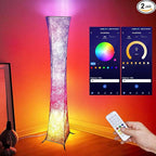 2 Pcs Floor Lamp, 61'' Smart RGB LED Corner Lamp with Music Sync and 16 Million DIY Colors, 3 Color Temperature, APP & Remote Control, Color Changing Standing Floor Lamp for Bedroom Living Room