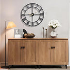 Vantic 24 Inch Large Wall Clock, Roman Numeral Metal Oversized Wall Clocks for Living Room Decor, Bedroom and Kitchen, Completely Silent, Non Ticking, Battery Operated