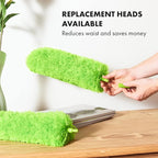 Extendable Microfiber Feather Duster, Feather Dusters for Cleaning, Ceiling Fan Dust and Cobweb Cleaner - Electrostatic Bendable Head - Set of 2 Replacement Heads